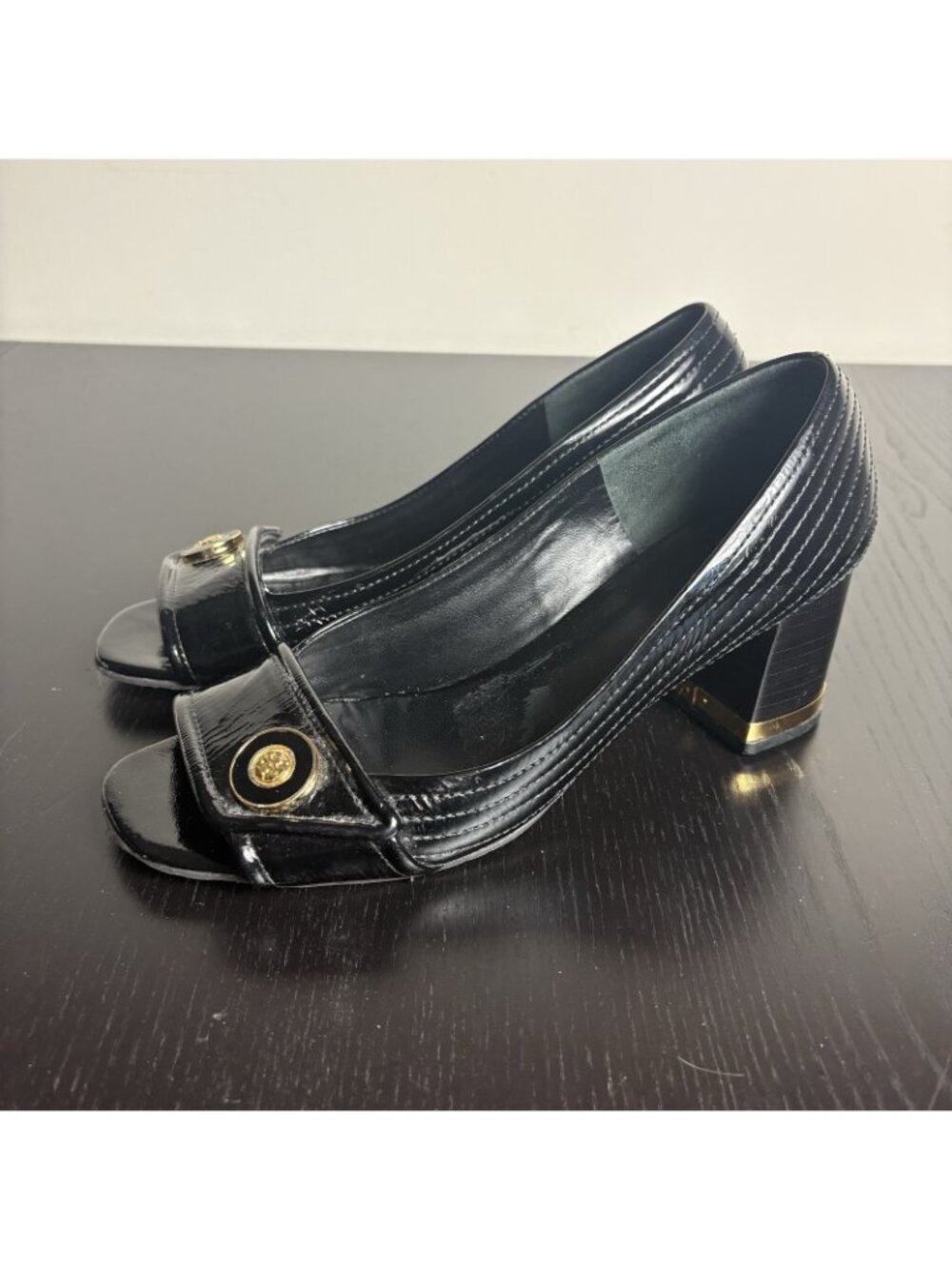 TORY BURCH Womens Size 9.5M Classic Black Open Toe Patent Leather Heels - Picture 12 of 12